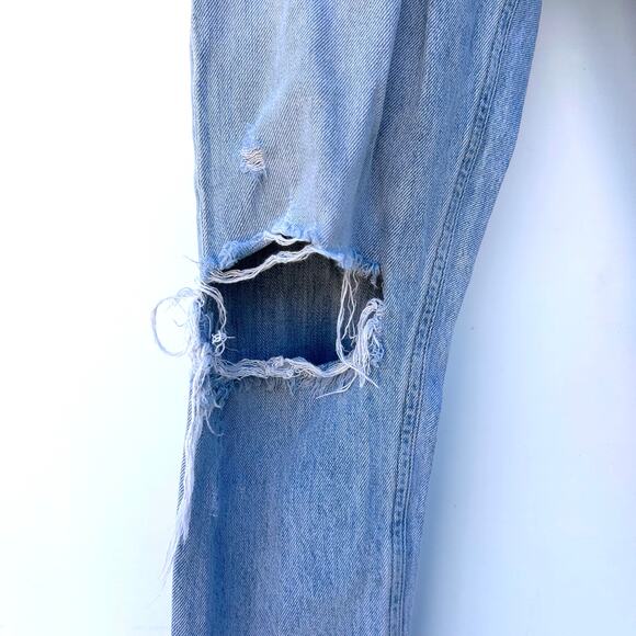 Agolde Jamie High Waisted Distressed Light Wash Straight Leg Jeans 27 Button Fly - Picture 7 of 12